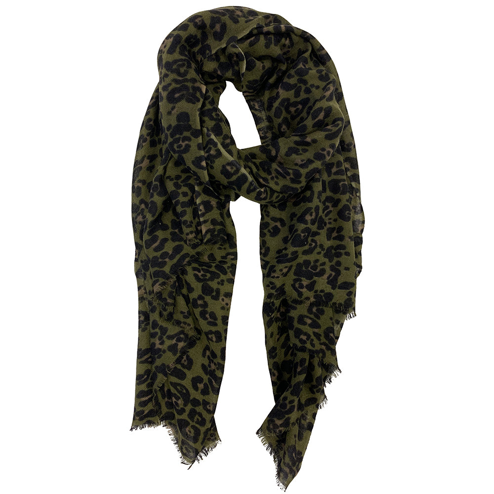 LEO wool scarf | Green/Camel